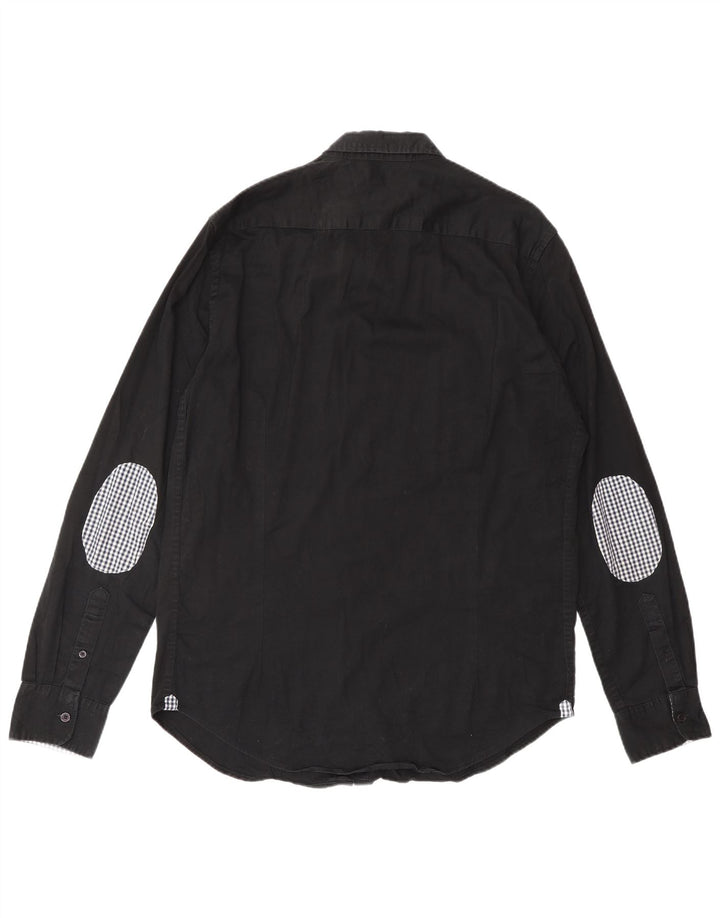 MASSIMO DUTTI Herreskjorte EU 40 Medium Sort Colourblock Bomuld