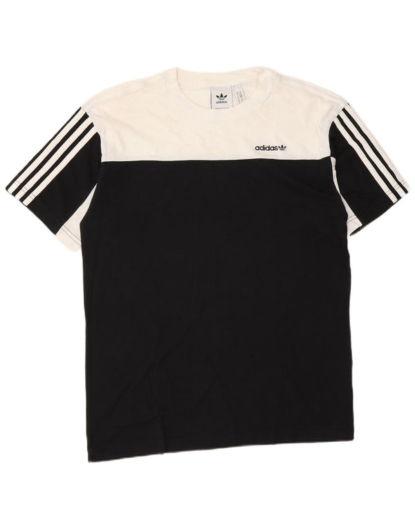 Adidas Herre T-Shirt Top Medium Sort Colourblock Bomuld