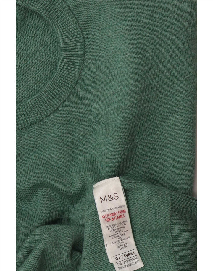 Marks & Spencer Herre sweater med rund hals XL Grøn bomuld