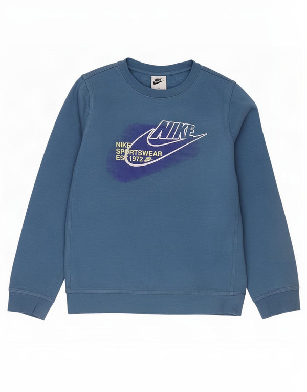 Nike Boys Graphic Sweatshirt Jumper 10-11 år Medium Blue Bomuld