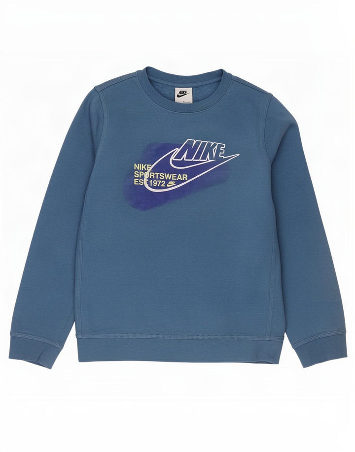 Nike Boys Graphic Sweatshirt Jumper 10-11 år Medium Blue Bomuld