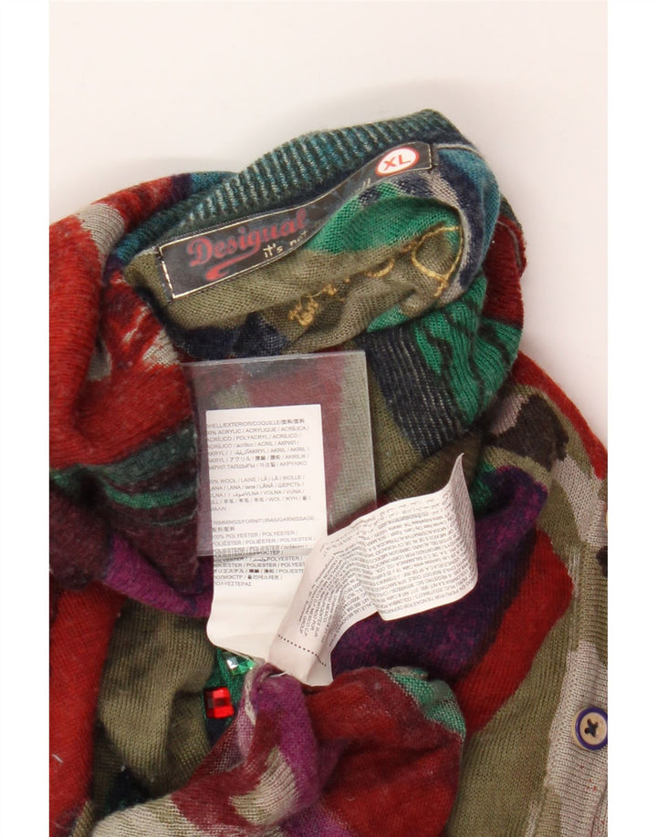 Desigual Dame Roll Neck Jumper Sweater UK 18 XL Flerfarvet Geometrisk