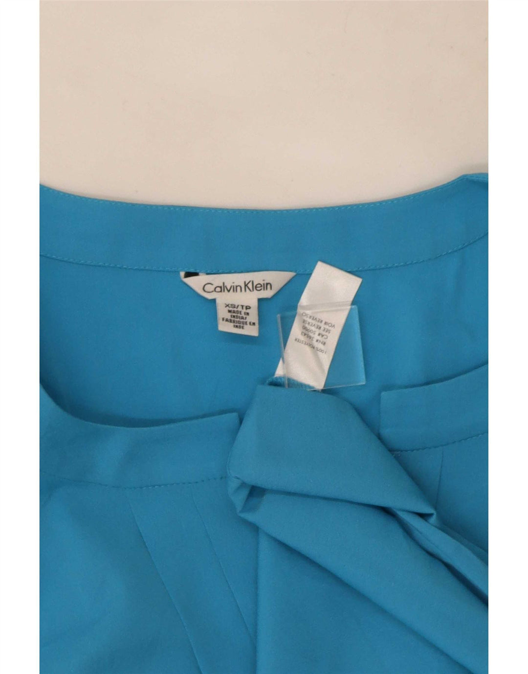 Calvin Klein Dame ærmeløs bluse Top UK 6 XS Blå Polyester