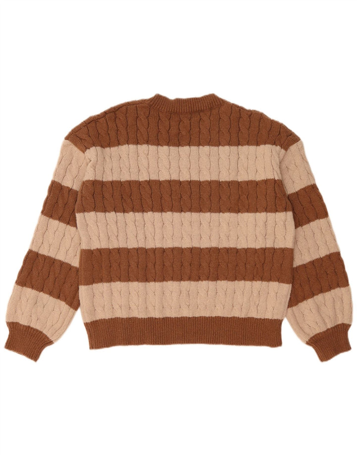 SHEIN Dame V-hals sweater UK 14 Medium Brown Colourblock