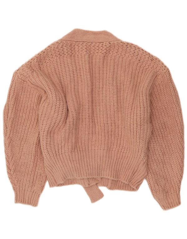 Zara Womens Crop Oversized cardigan sweater UK 10 Small Pink Acryl