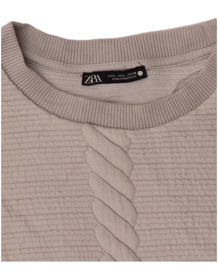 Zara Dame Sweatshirt Jumper UK 16 Large Grå Polyester