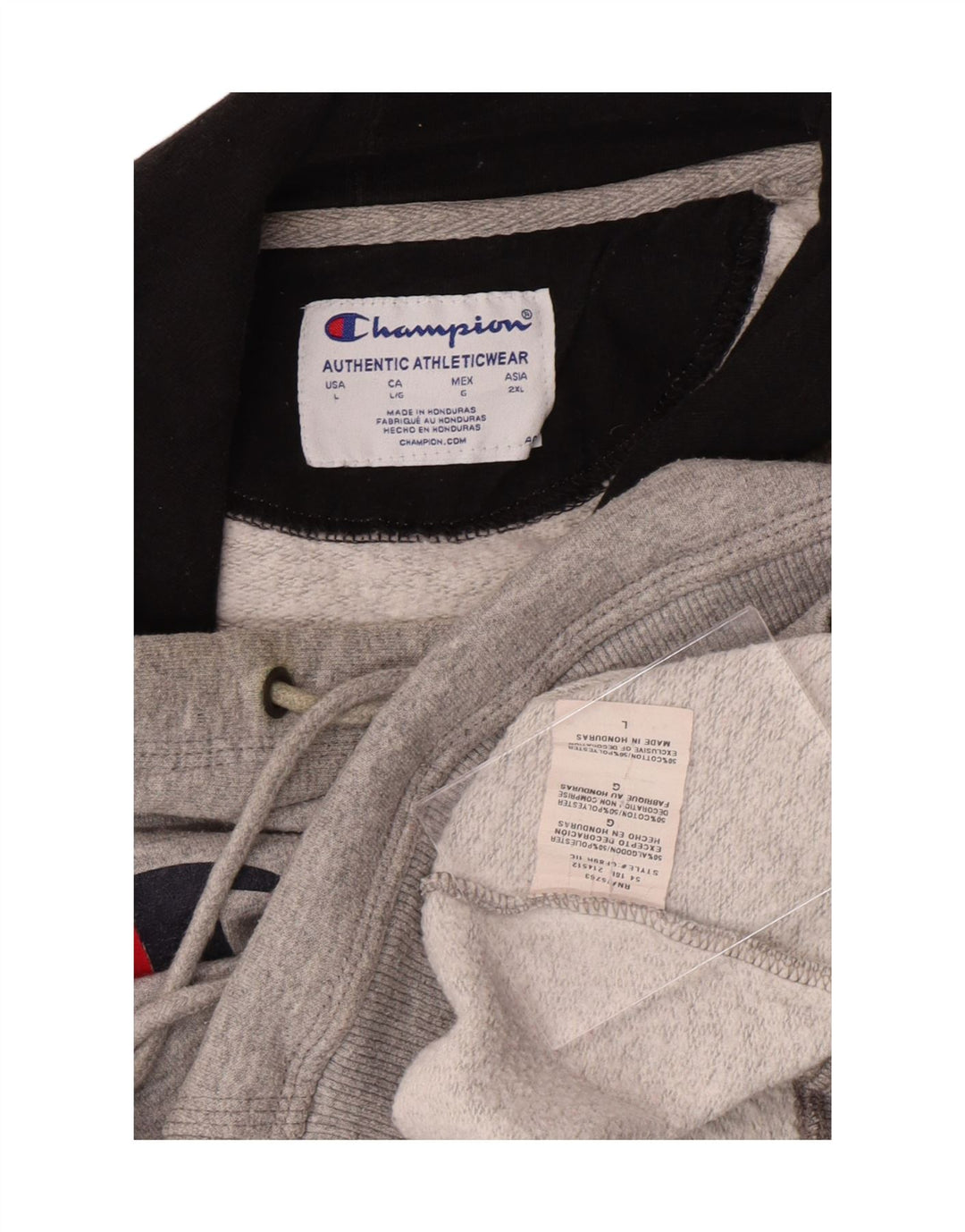 CHAMPION Mens Graphic Hoodie Jumper Large Grey Cotton Vintage Champion and Second-Hand Champion from Messina Hembry 