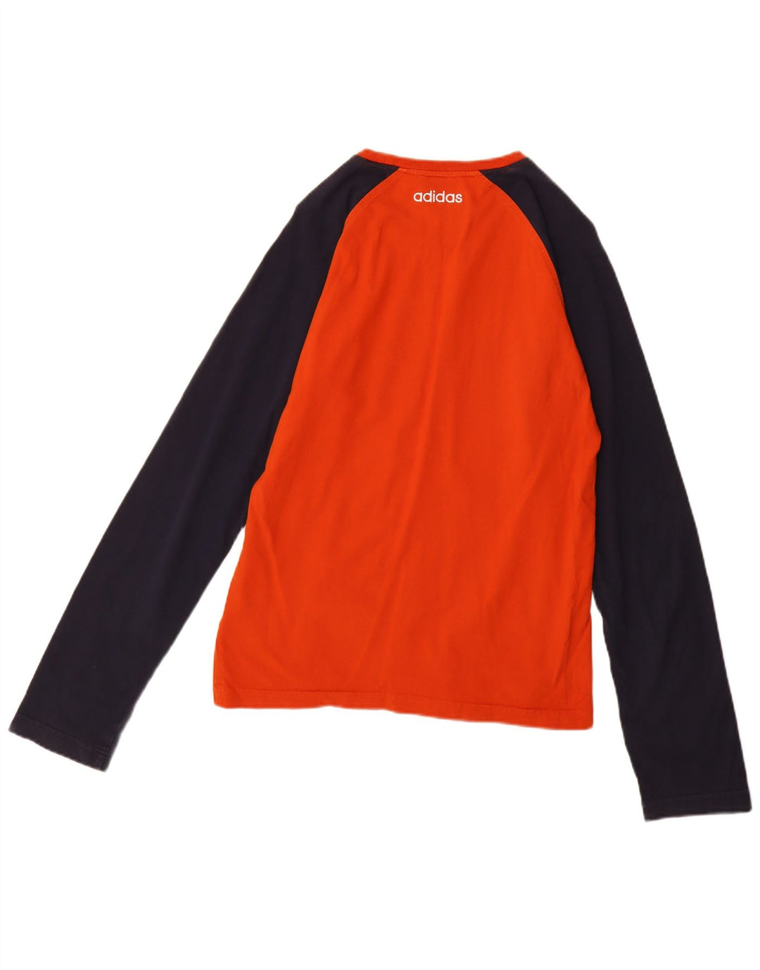ADIDAS Mens Graphic Top Long Sleeve Small Orange Colourblock Cotton