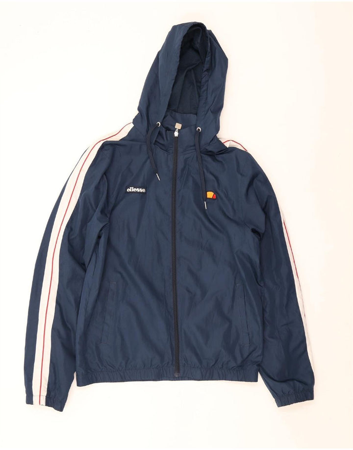 Ellesse Regnjakke med hætte til mænd UK 42 XL Blå Colourblock Polyester