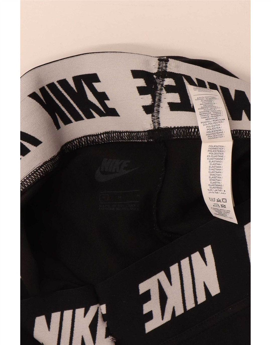 Nike Dame Grafiske Leggings UK 12 Medium Sort Bomuld