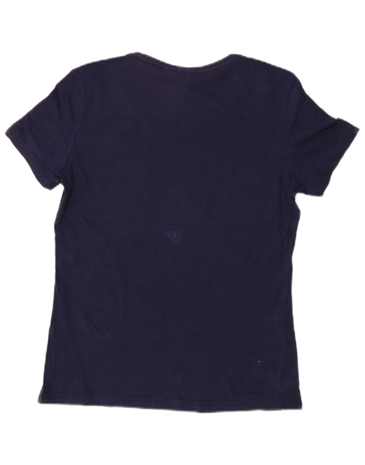 Adidas Dame Grafisk T-Shirt Top UK 12 Medium Navy Blue