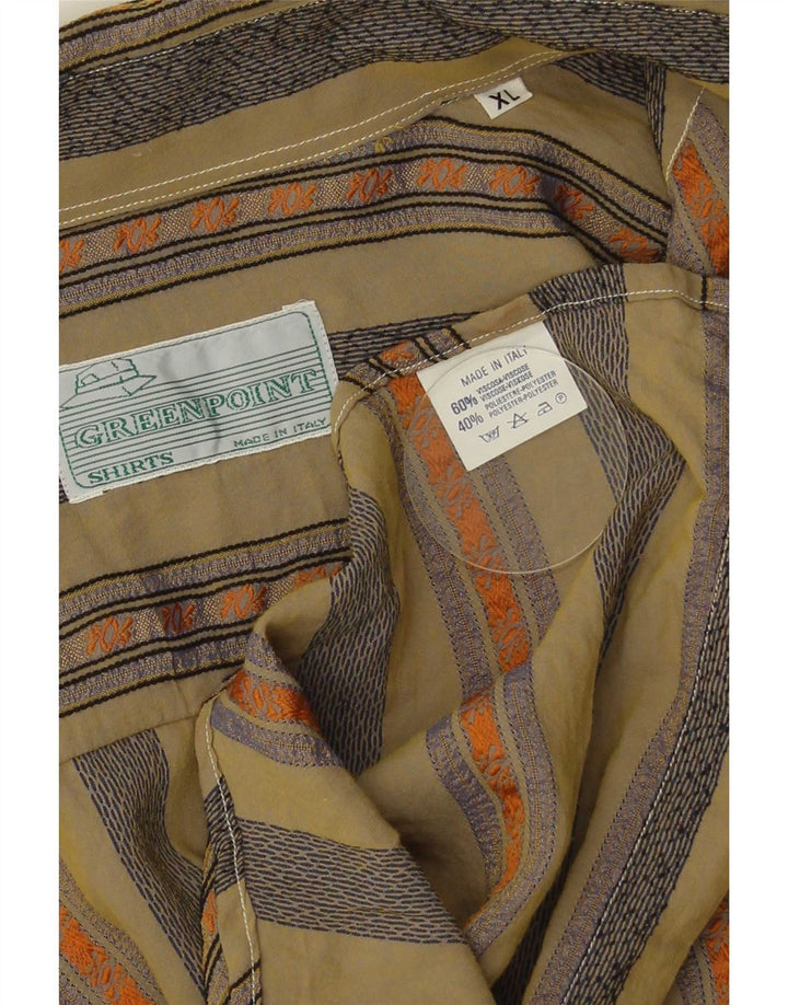 Vintage herreskjorte XL Khaki stribet viskose