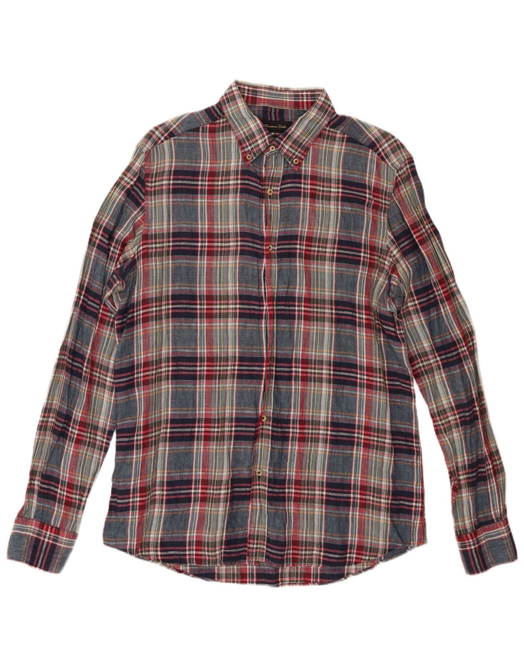 Massimo Dutti Herreskjorte Stor flerfarvet Plaid Linned