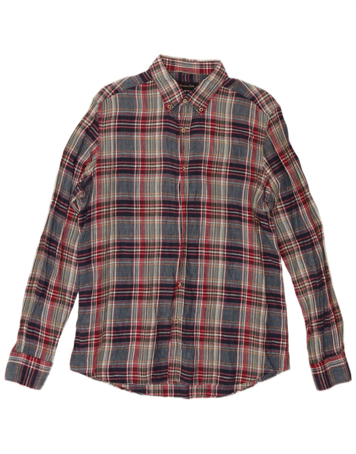 Massimo Dutti Herreskjorte Stor flerfarvet Plaid Linned