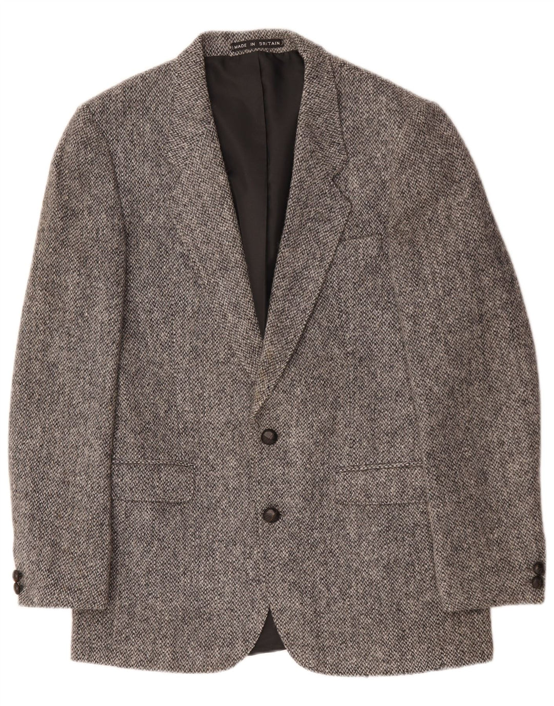 Harris Tweed Herre 2-knaps blazerjakke UK 40 Stor grå uld