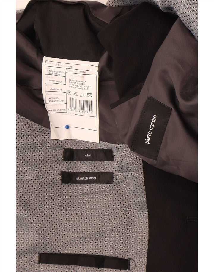 Pierre Cardin Herre 2 Button Slim Blazer Jacket UK 38 Medium Black Wool