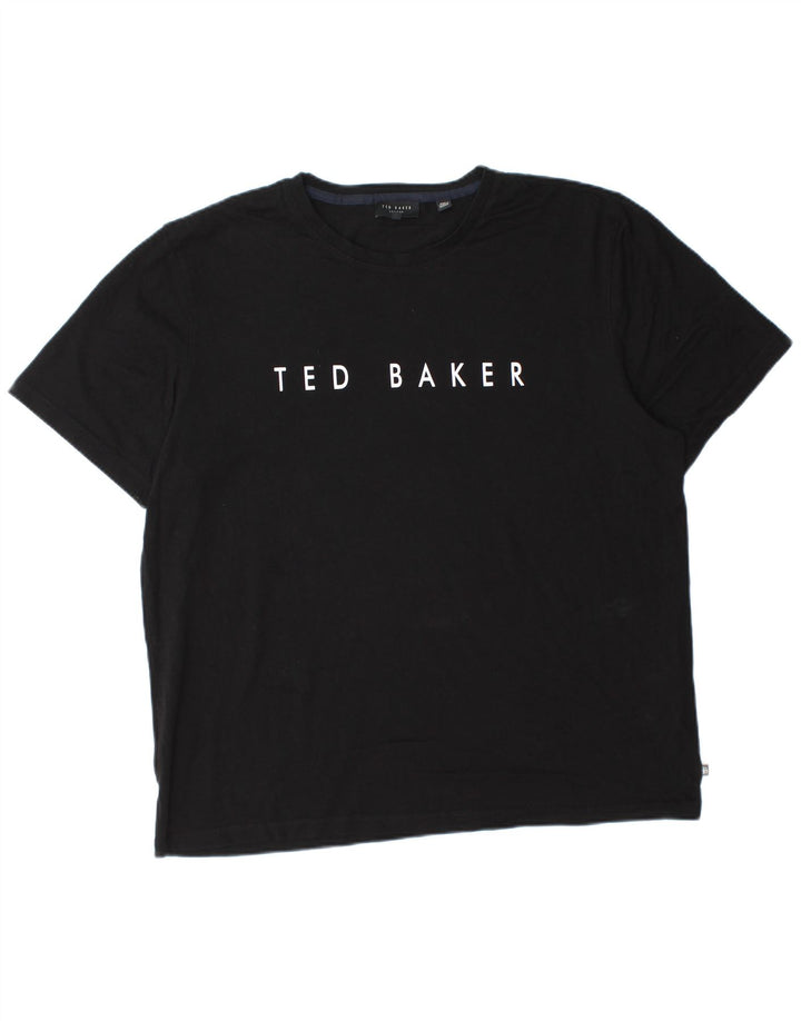 Ted Baker Herre Grafisk T-Shirt Top Størrelse 5 XL Sort Bomuld