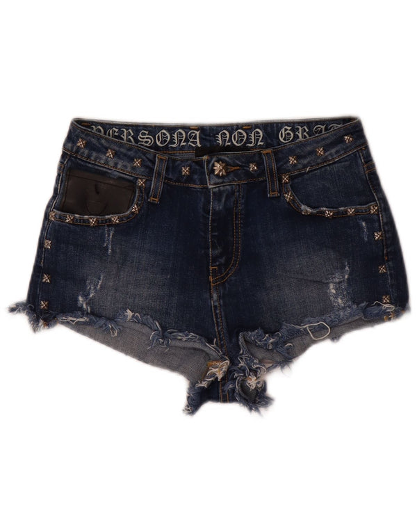 Richmond Womens Denim Hot Pants UK 9 Small W26 Navy Blue Cotton