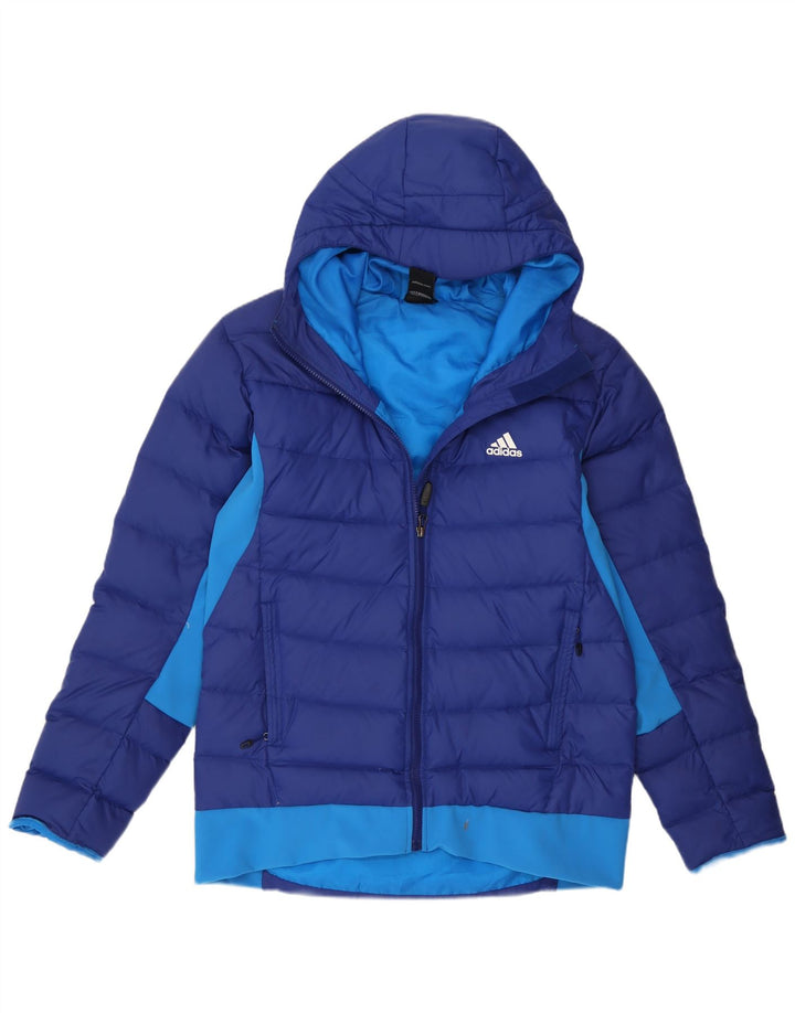 Adidas Herre hættepolstret jakke UK 40/42 Medium Blue Colourblock