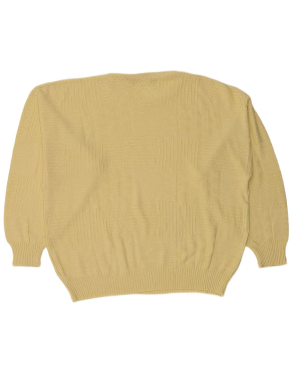 Vintage Herre Crew Neck Jumper Sweater IT 50 Medium Yellow Polyacrylic