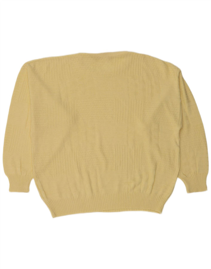 Vintage Herre Crew Neck Jumper Sweater IT 50 Medium Yellow Polyacrylic