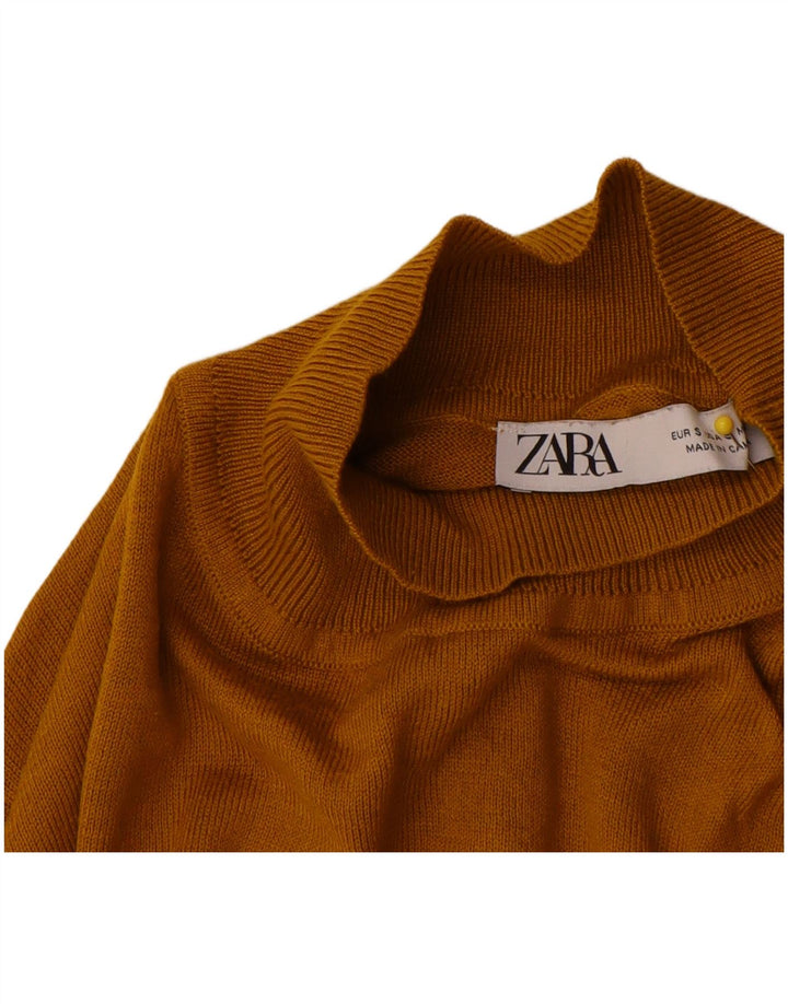 Zara Dame Turtle Neck Jumper Sweater UK 10 Small Beige