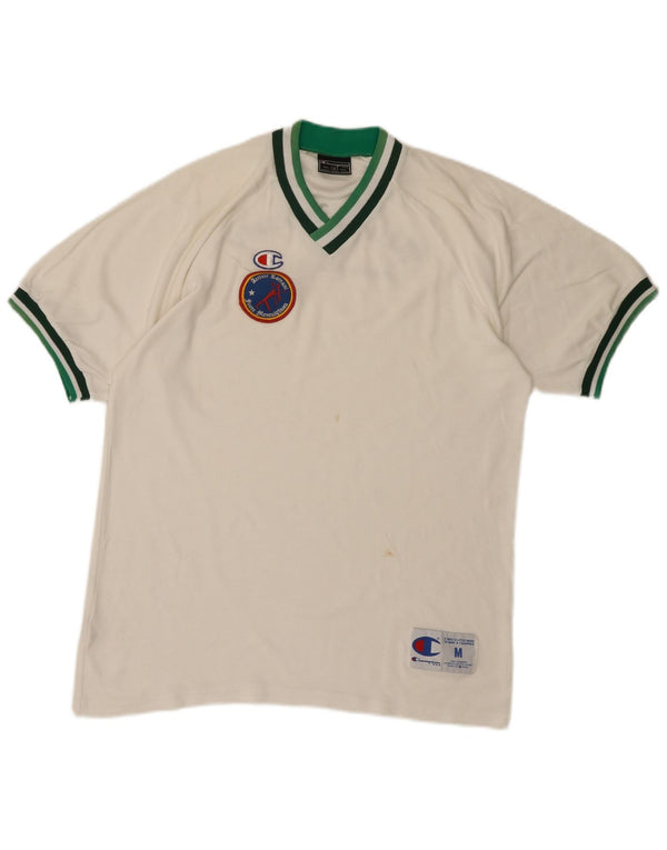 Champion Herre Grafisk Grafisk T-Shirt Top Medium Hvid Bomuld