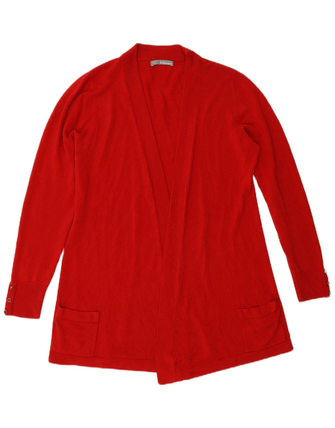 Marks & Spencer Womens Open Cardigan Sweater UK 16 Large Red Acryl