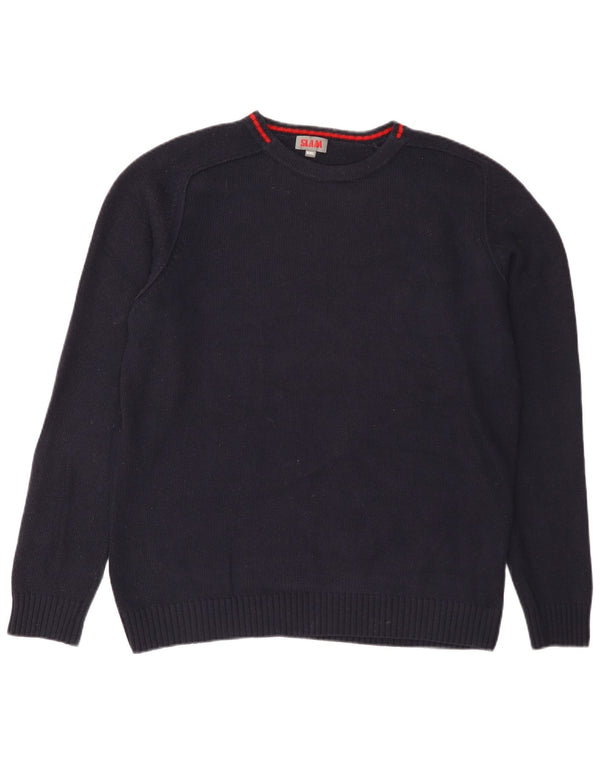 Slam Herre Boat Neck Jumper Sweater 2XL Navy Blue Uld