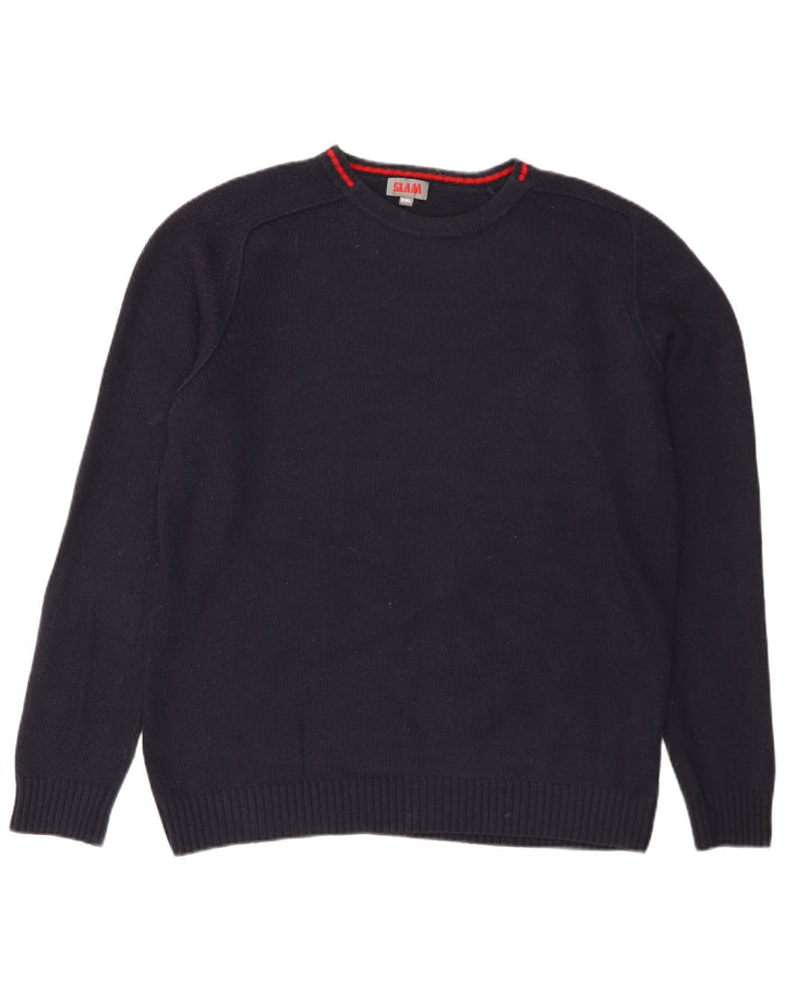 Slam Herre Boat Neck Jumper Sweater 2XL Navy Blue Uld