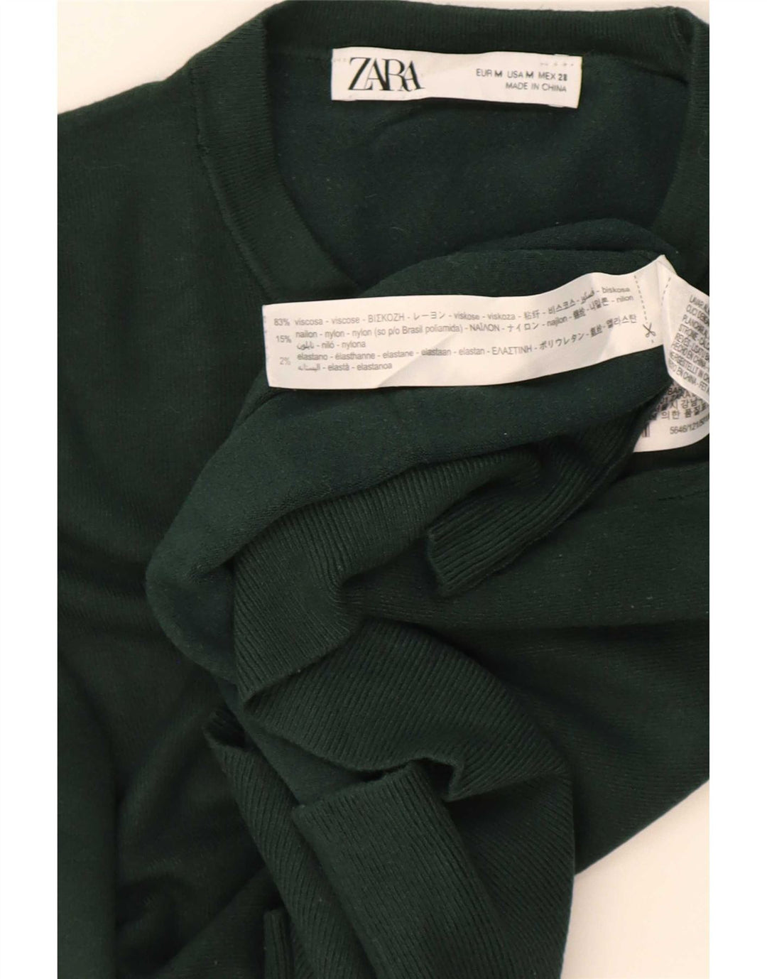 Zara Dame sweater med rund hals DK 12 Medium Grøn viskose