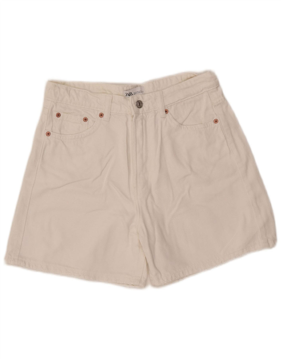 Zara denimshorts til kvinder EU 40 Medium W30 Hvid