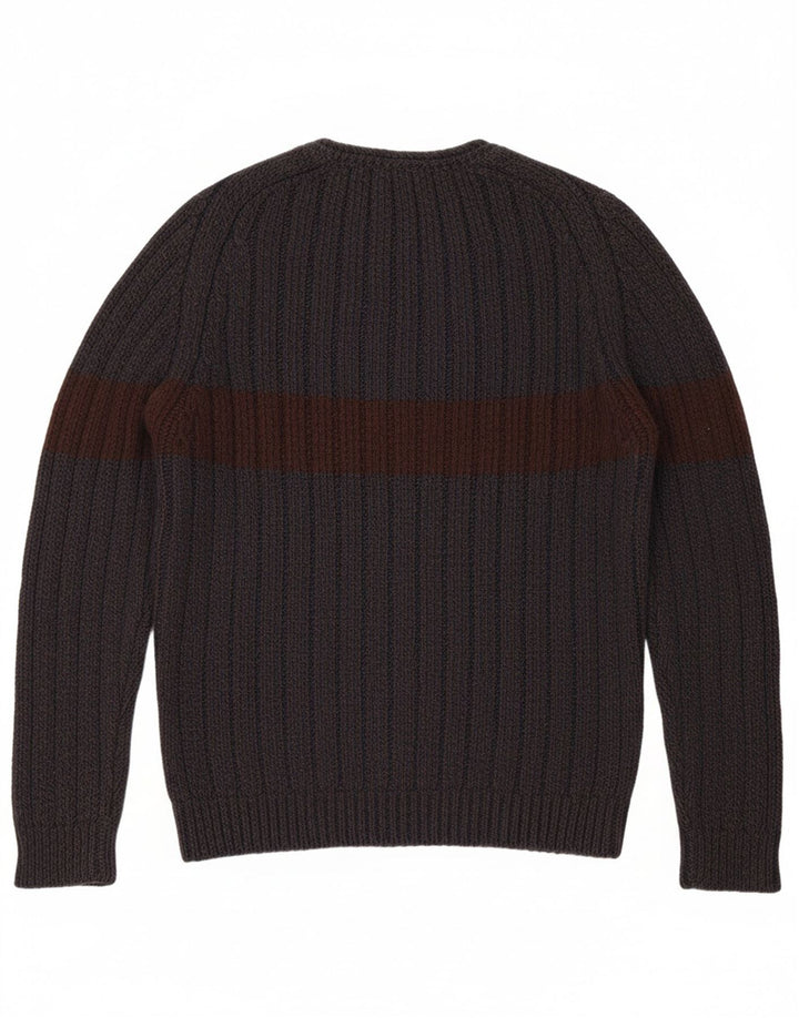 ST. BERNARD Mens V-Neck Jumper Sweater Large Grey Colourblock Acrylic