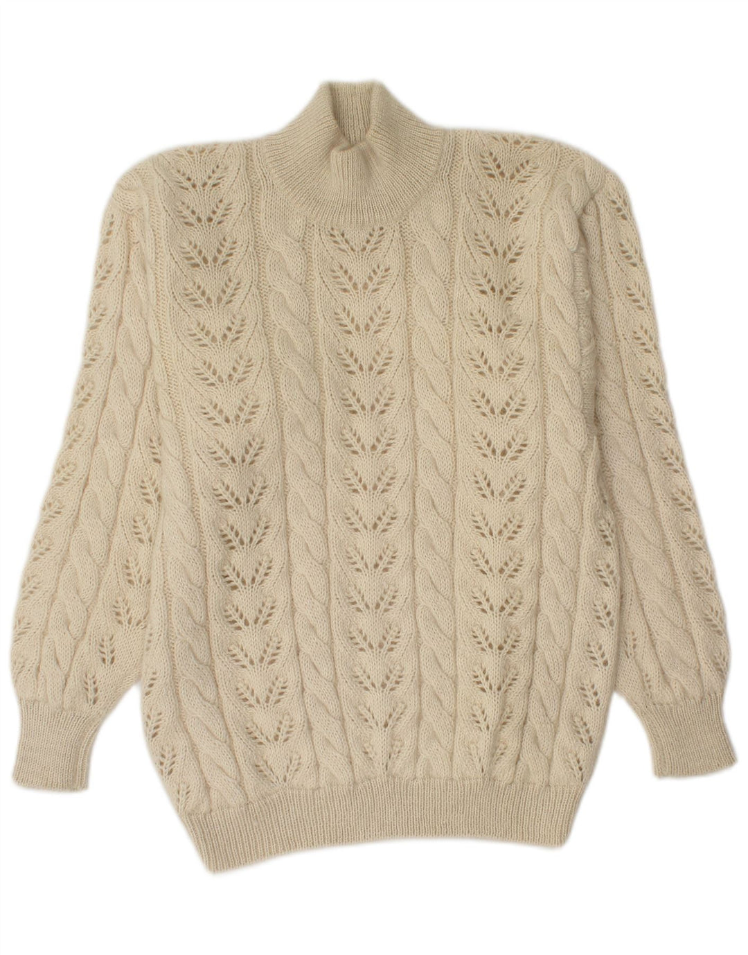 Vintage Herre Turtle Neck Jumper Sweater Medium Beige