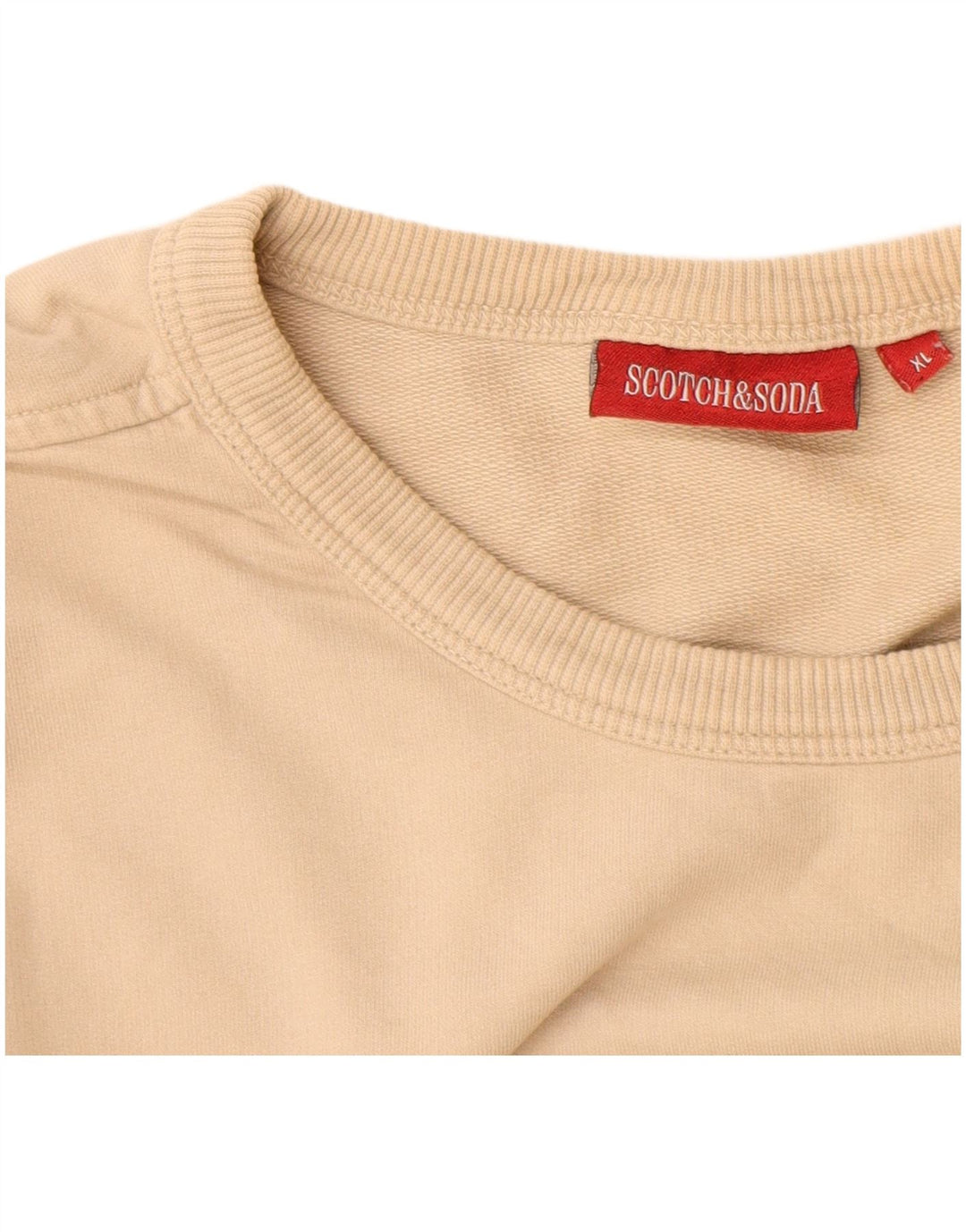SCOTCH & SODA Herre grafisk kortærmet sweatshirt XL Beige bomuld