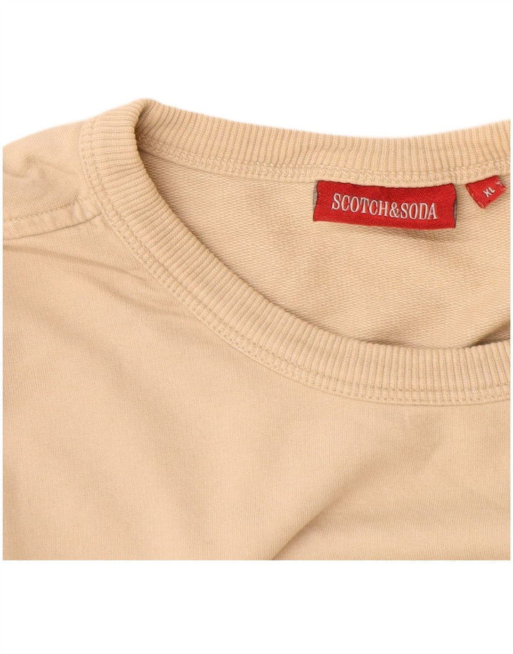 SCOTCH & SODA Herre grafisk kortærmet sweatshirt XL Beige bomuld