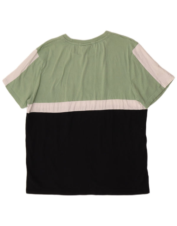 Fila Womens Graphic T-Shirt Top UK 18 XL Green Colourblock Cotton