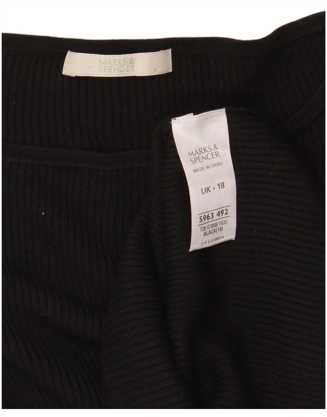 Marks & Spencer Dame Top 3/4 ærme UK 18 XL Sort Silke