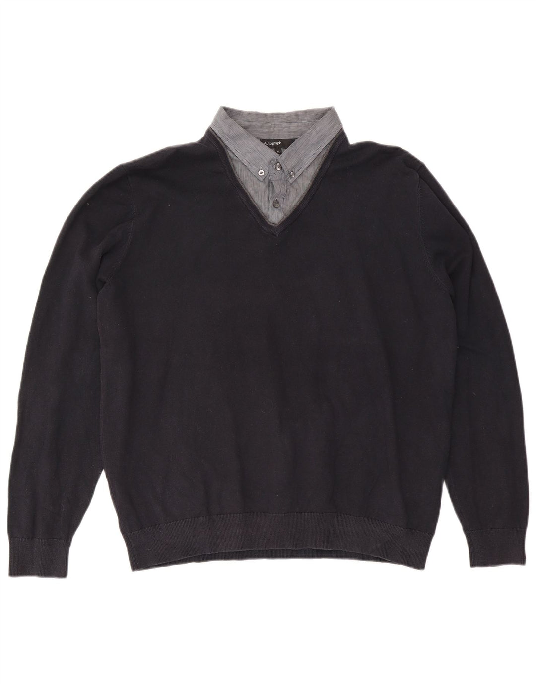 Marks & Spencer Herre V-hals sweater XL marineblå bomuld
