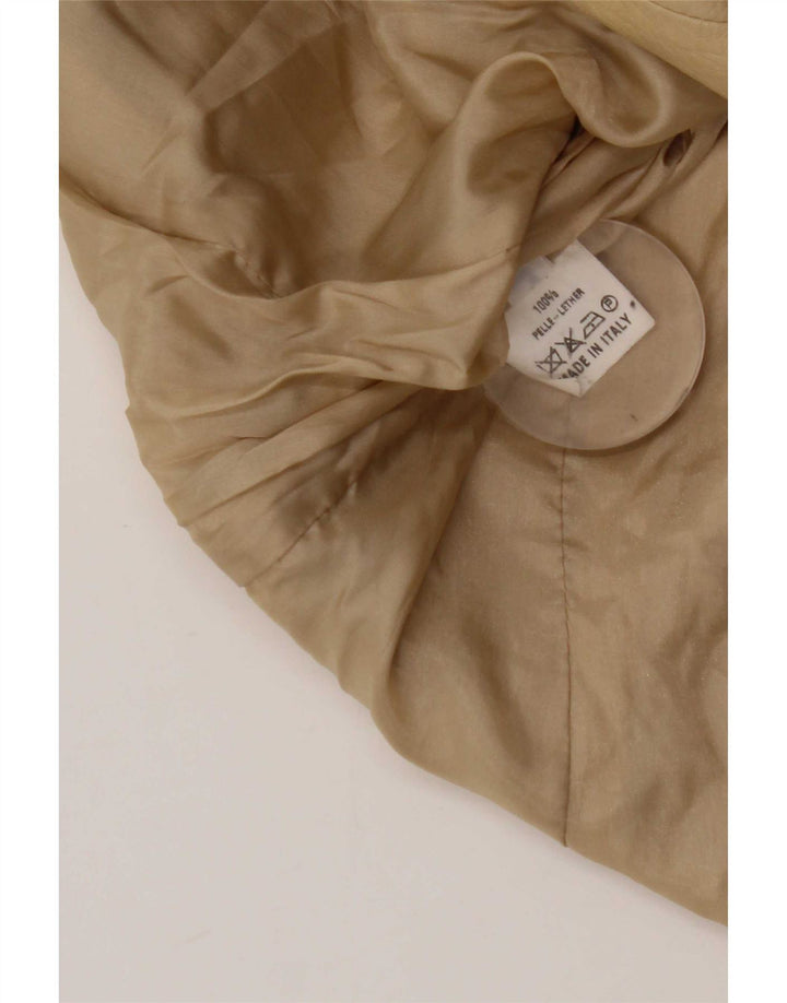 Vintage dame 3-knaps læder blazerjakke IT 44 medium beige læder