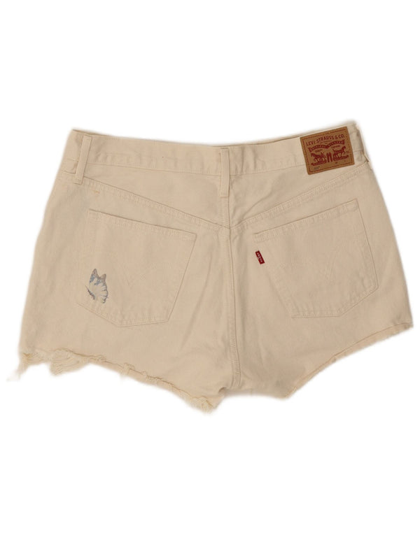 Levi's Womens 501 højtaljede denimshorts W31 Medium Off White Butterfly