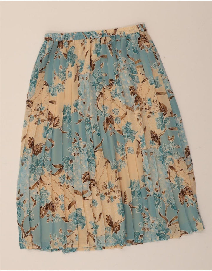 EASTEX Womens Pleated Skirt UK 12 Medium W30  Blue Floral Polyester Vintage Eastex and Second-Hand Eastex from Messina Hembry 