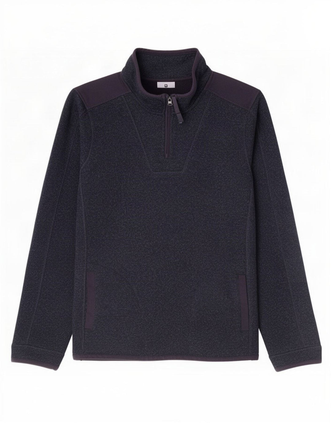 Fedt ansigt herre lynlås-hals sweatshirt jumper stor marineblå flækket polyester