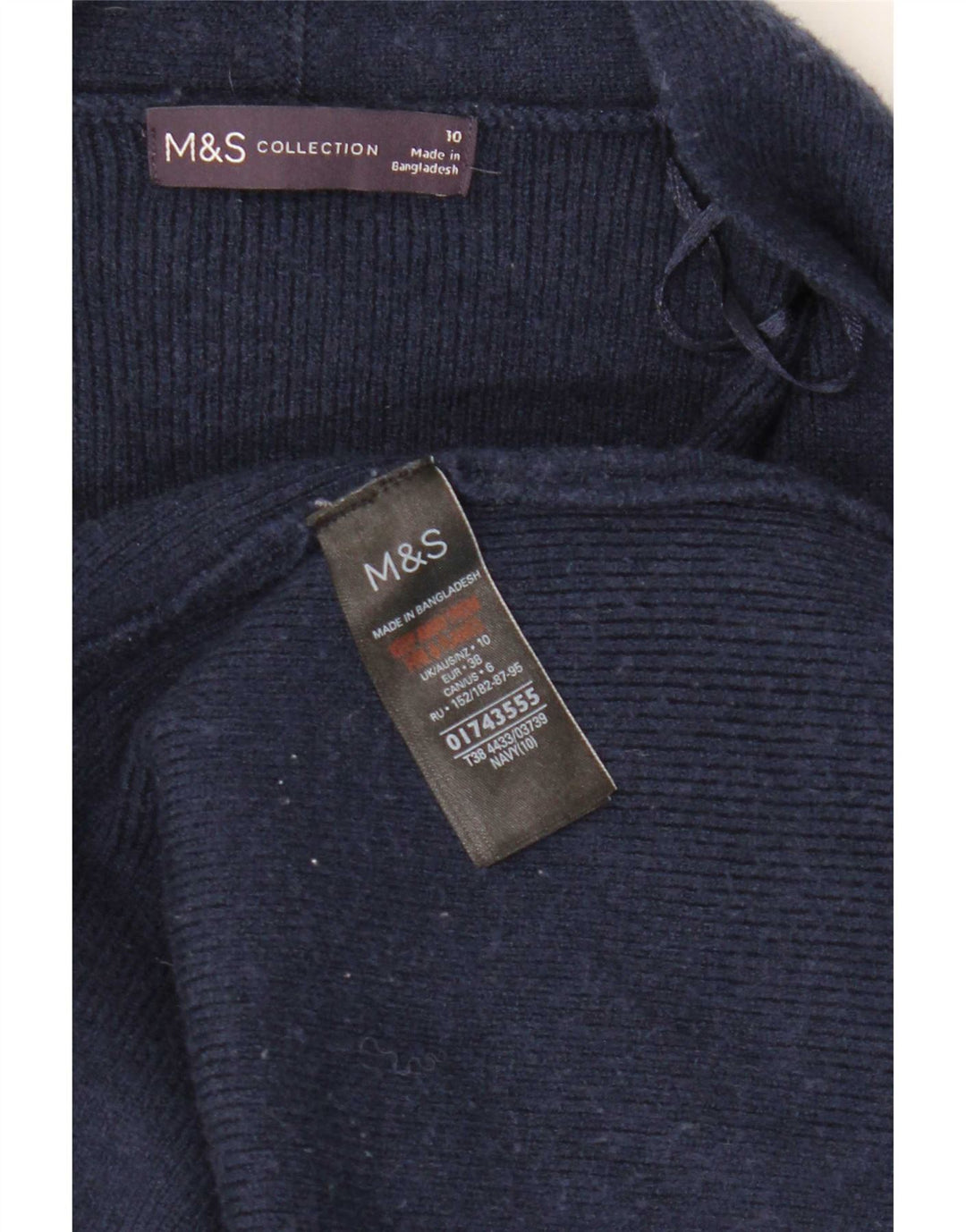 Marks & Spencer Dame Longline Åben Cardigan Sweater UK 10 Small Navy Blue