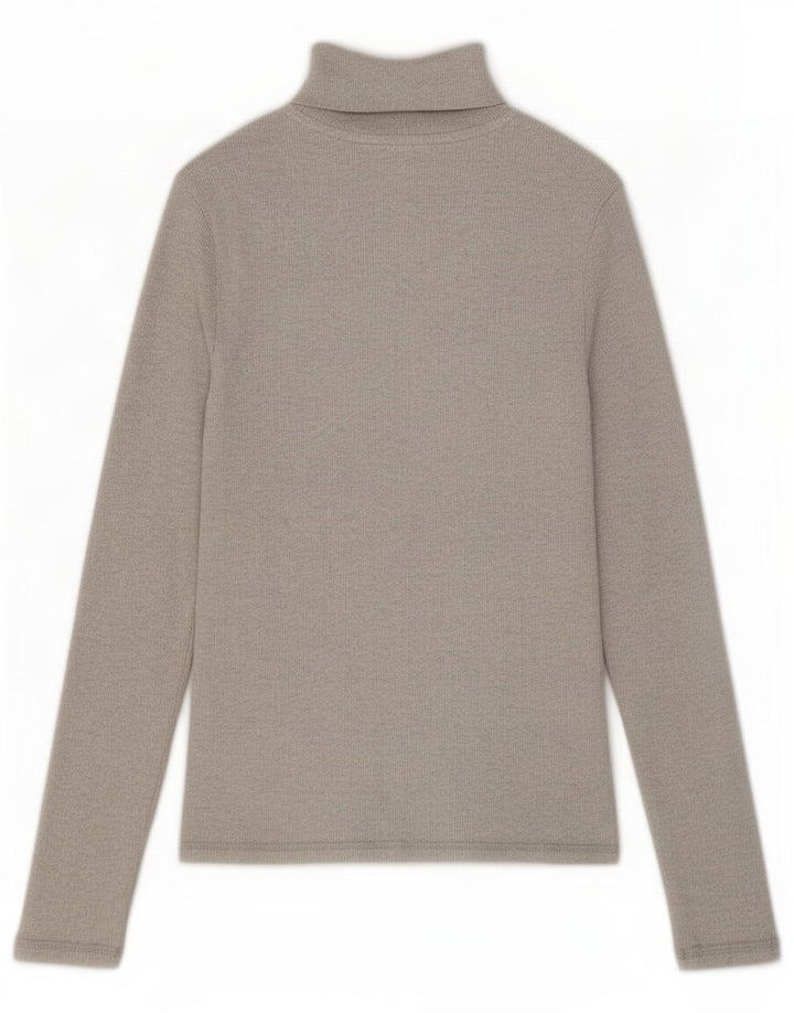Marks & Spencer Dame Roll Neck Top Langærmet UK 8 Small Grey Bomuld