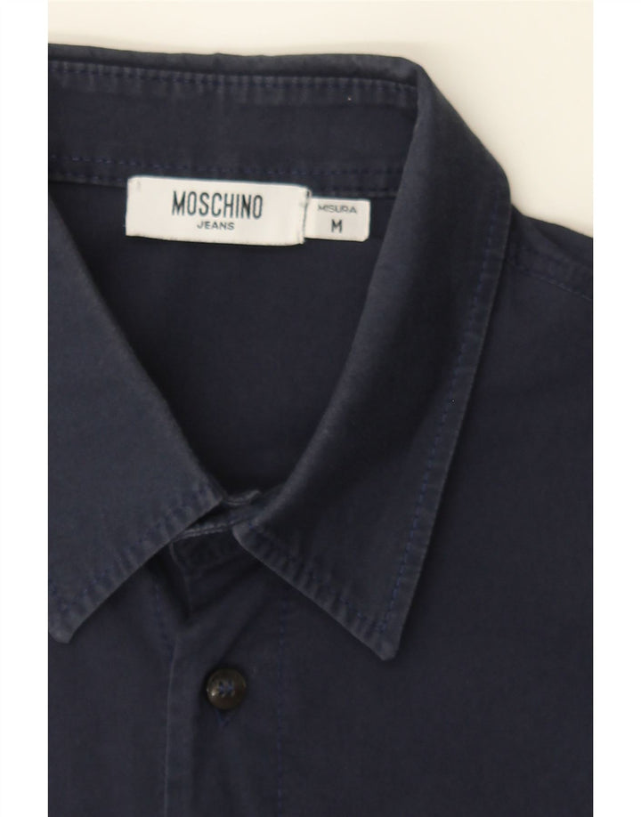 MOSCHINO Womens Shirt UK 12 Medium Navy Blue Cotton Vintage Moschino and Second-Hand Moschino from Messina Hembry 