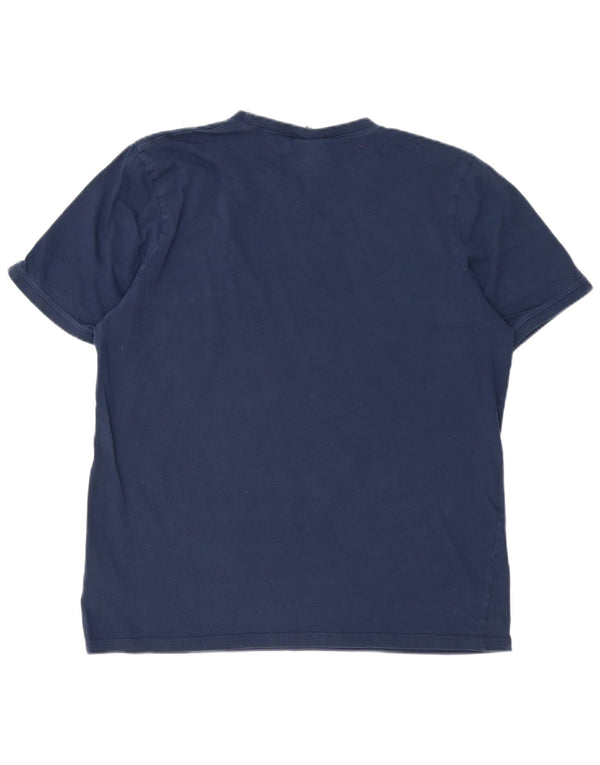 Ellesse Herre Grafisk T-Shirt Top XL Marineblå Colourblock Bomuld