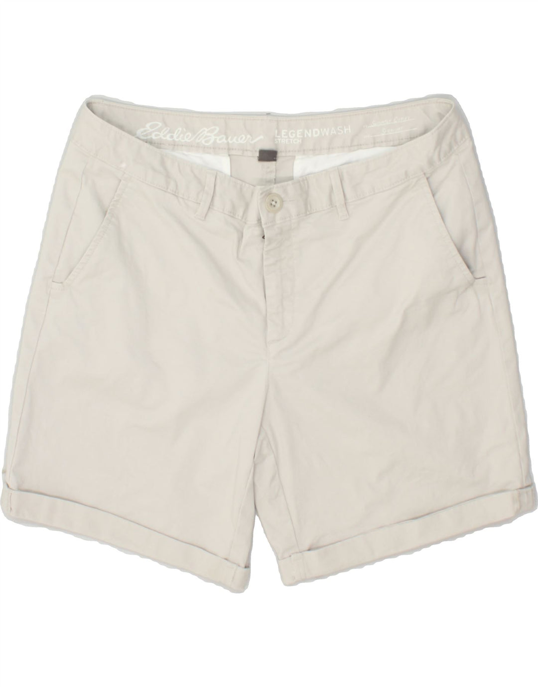 EDDIE BAUER Womens Chino Shorts US 12 Large W34  Grey Cotton | Vintage Eddie Bauer | Thrift | Second-Hand Eddie Bauer | Used Clothing | Messina Hembry 