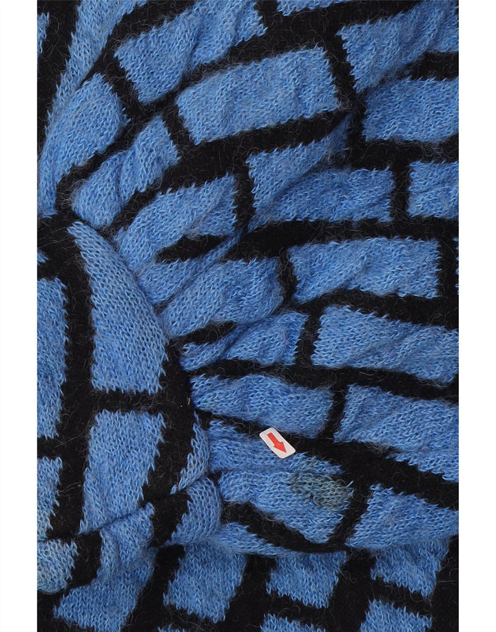 Vintage Dame Longline Oversized Cardigan Sweater UK 14 Medium Blue Check