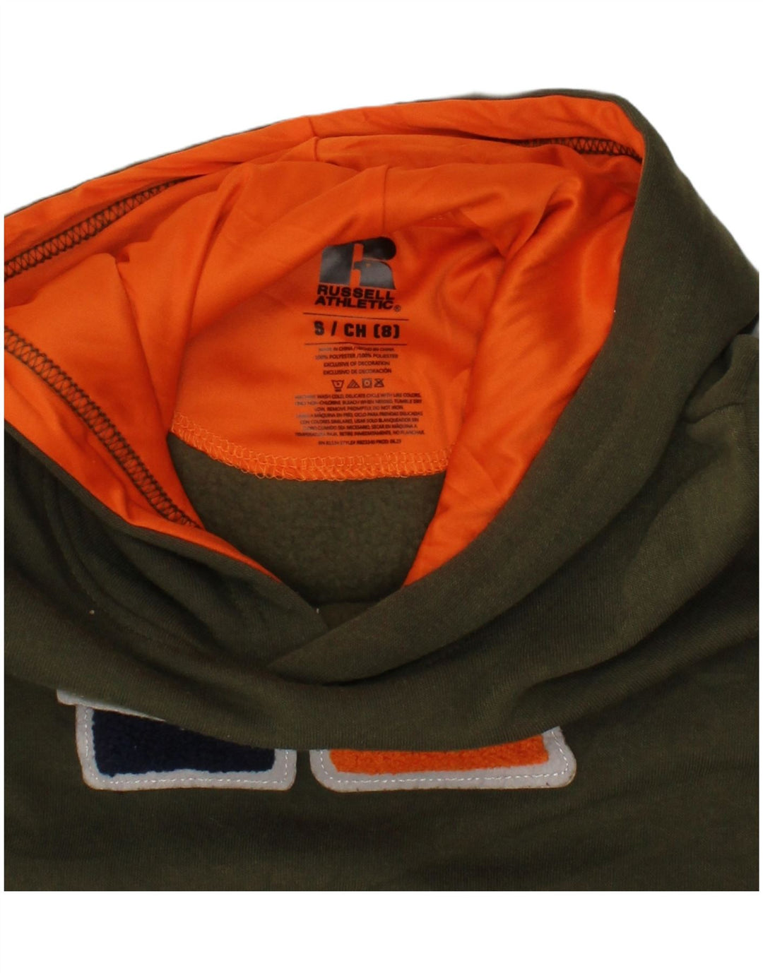 Russell Athletic Boys Grafisk Hoodie Jumper 7-8 år Lille Khaki Polyester